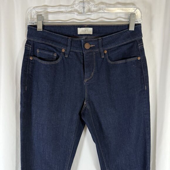 LOFT Curvy Skinny Jeans Women's 0 Dark Wash Blue Denim Low Rise Cotton Blend - Picture 2 of 9